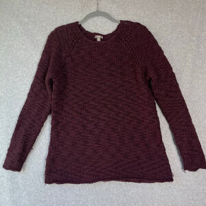 J. Jill Wool Alpaca blend chunky pullover sweater eggplant purple large #ZZ
